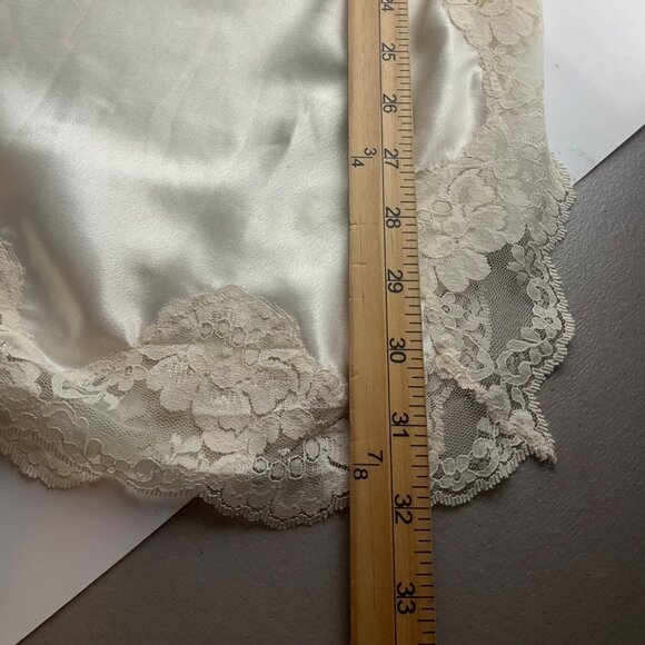 VTG Fantasies By Morgan Taylor Cream Half Slip Mini Dress Satin Lace Coquette - Picture 10 of 12